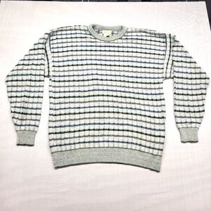 St. John's Bay Size XL Gray Blue Plaid Mens Sweater Pullover Crewneck